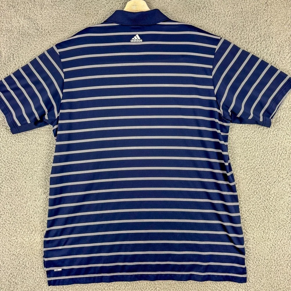 Adidas Golf Polo Shirt Mens Large Blue‎ Stripe ClimaCool Stretch Performance Top